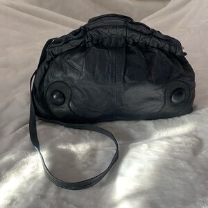 Vintage Chab genuine leather cross body or clutch , Navy Blue.